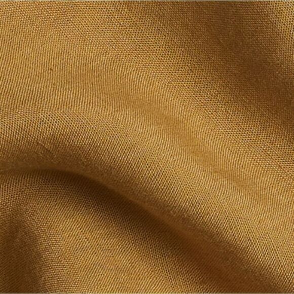 Parachute 100%Linen Flax Ochre Yellow Tan Midi Dress V-Neck Elbow-Length Sleeves - Picture 8 of 8